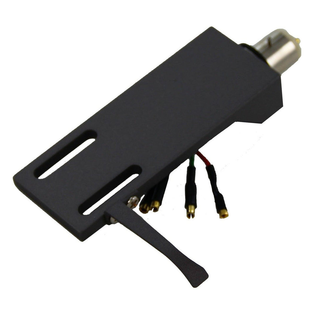 Tonar Headshell Top Q for cartridge accessories, featuring a sleek black design with mounting hardware and connection terminals.