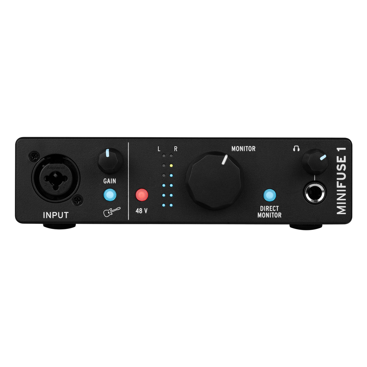 Arturia MiniFuse 1 audio interface in black, front view