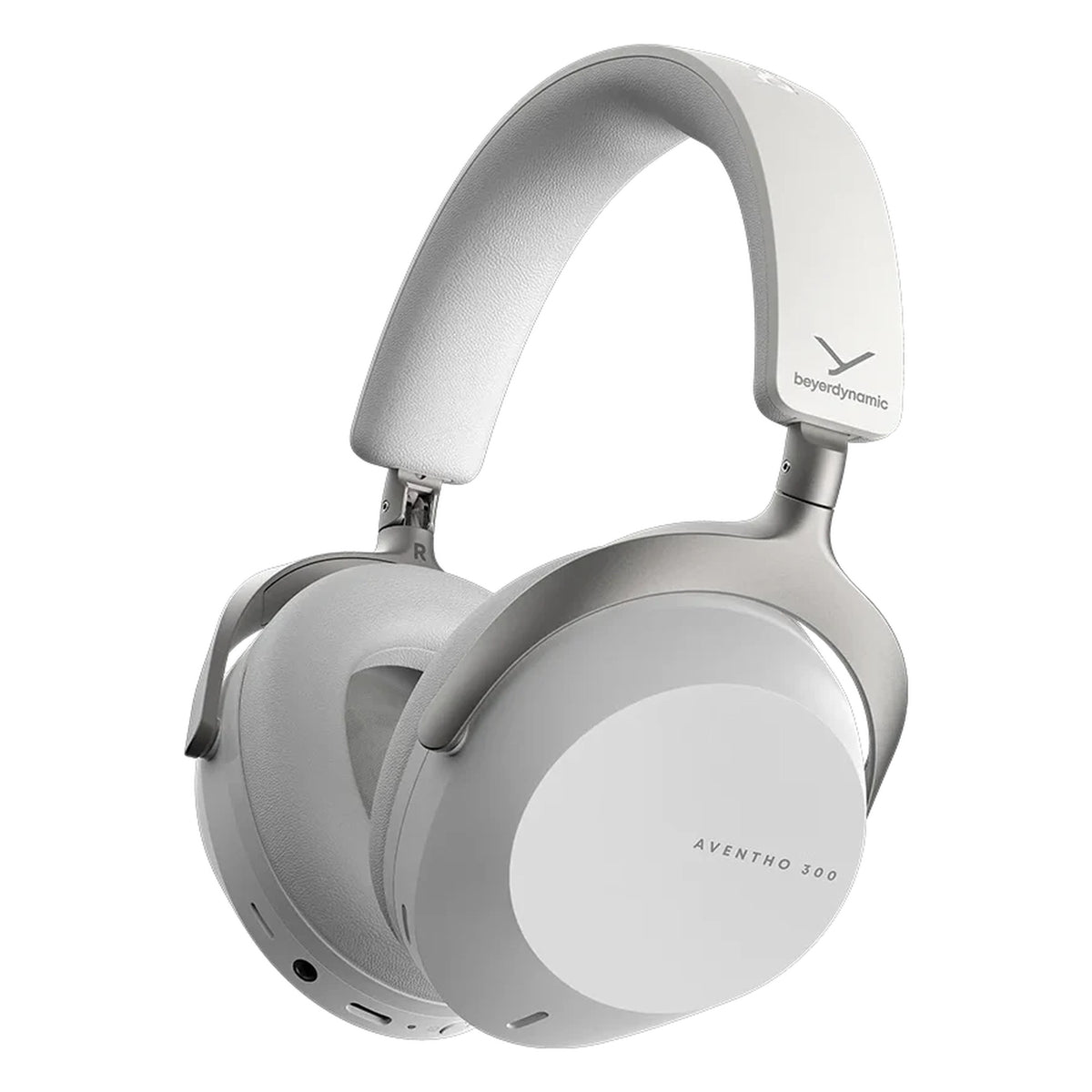 Beyerdynamic Aventho 300 wireless over-ear headphones in Nordic Grey, showing ear cups and headband for immersive sound.