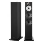 Black Bowers & Wilkins 603 S3 passive floorstanding speakers with sleek design and multiple speaker drivers.
