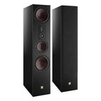 DALI Opticon 8 MK2 passive floorstanding speakers with sleek black finish and modern design, showcasing high-quality audio speakers.