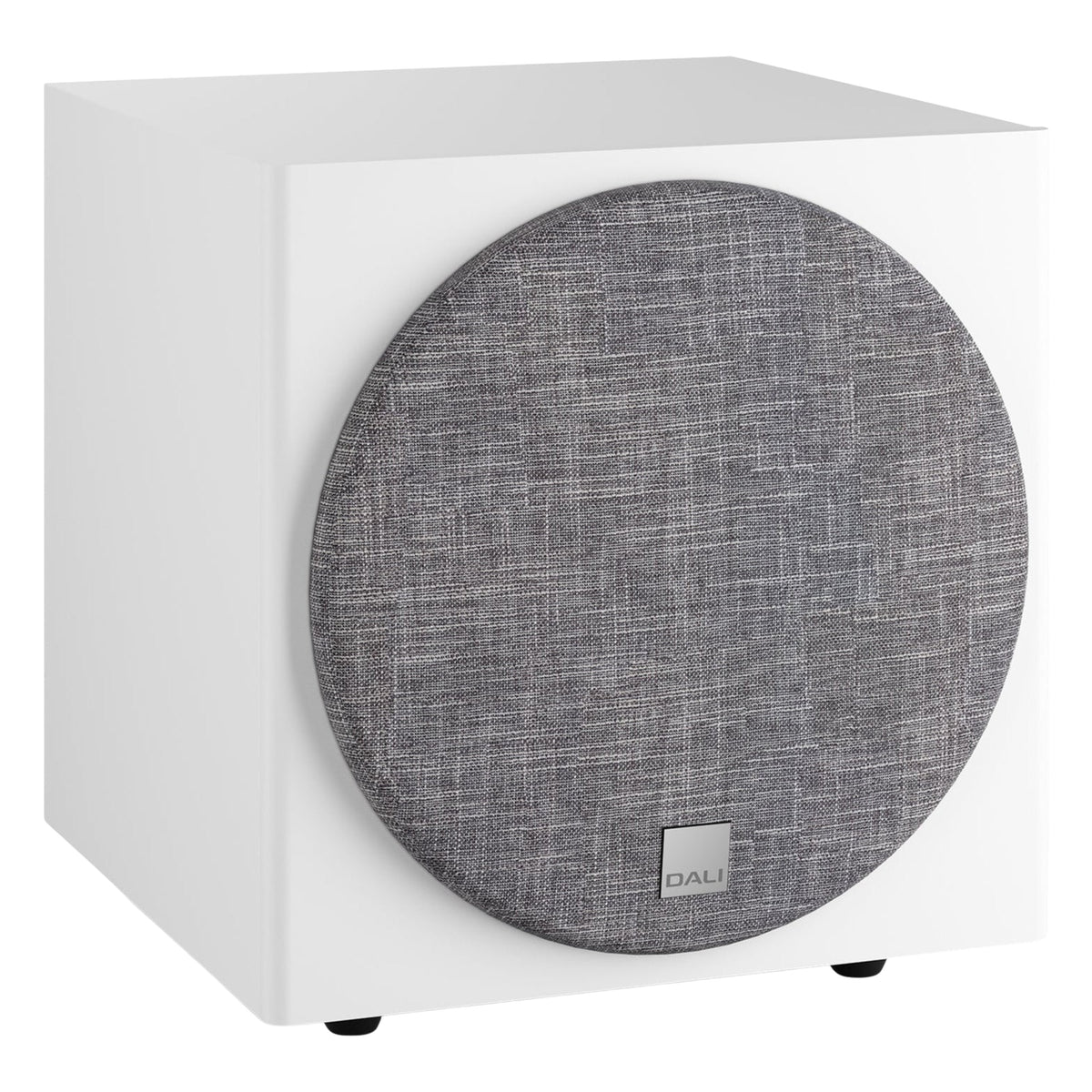 DALI Dali Sub E-9 F subwoofer showing black enclosure and driver cone for deep bass sound reproduction