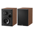 Epos ES-7N passive bookshelf speakers with sleek black cabinets and detailed driver components.