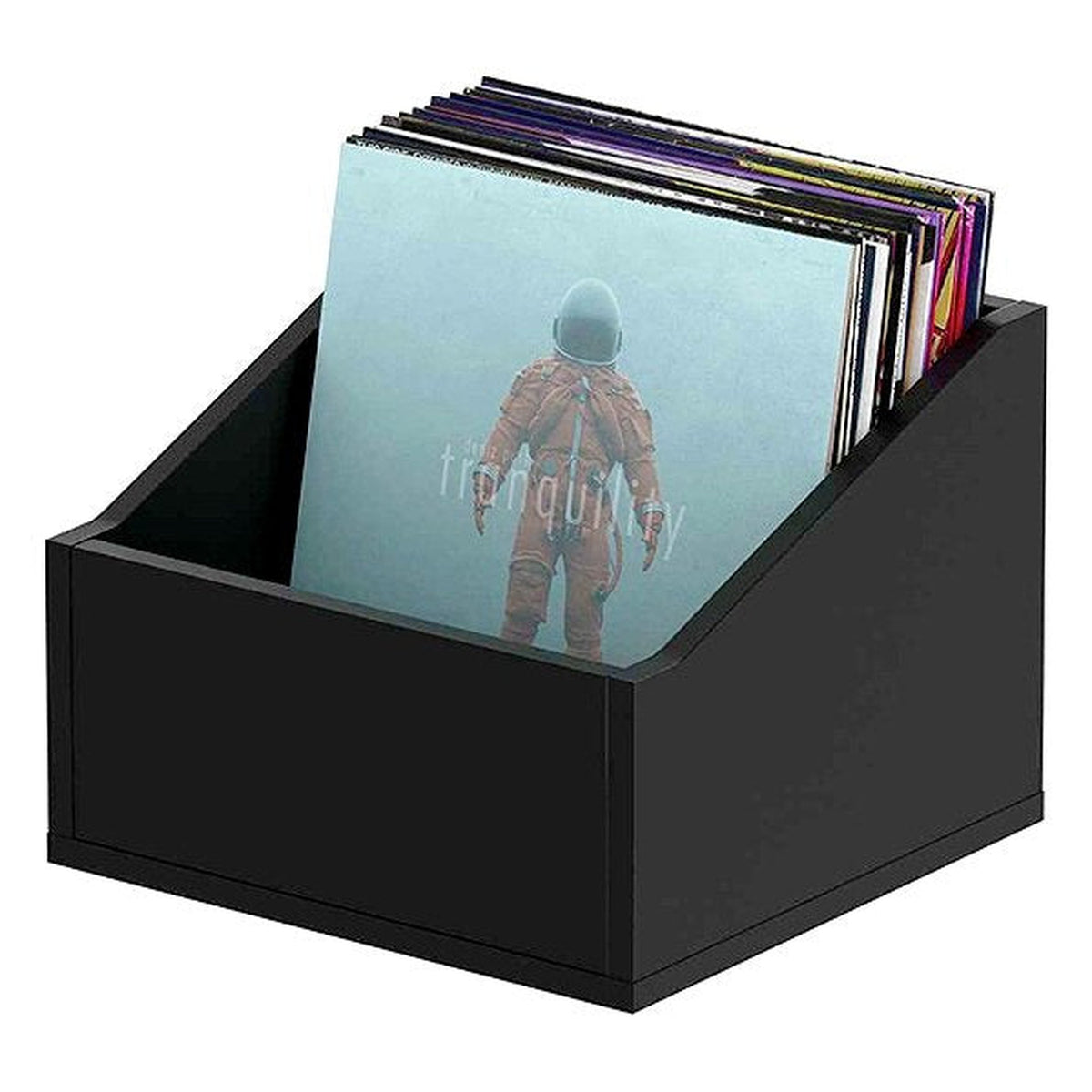 Glorious Record Box Advanced 110 vinyl record storage box, black, with accessories