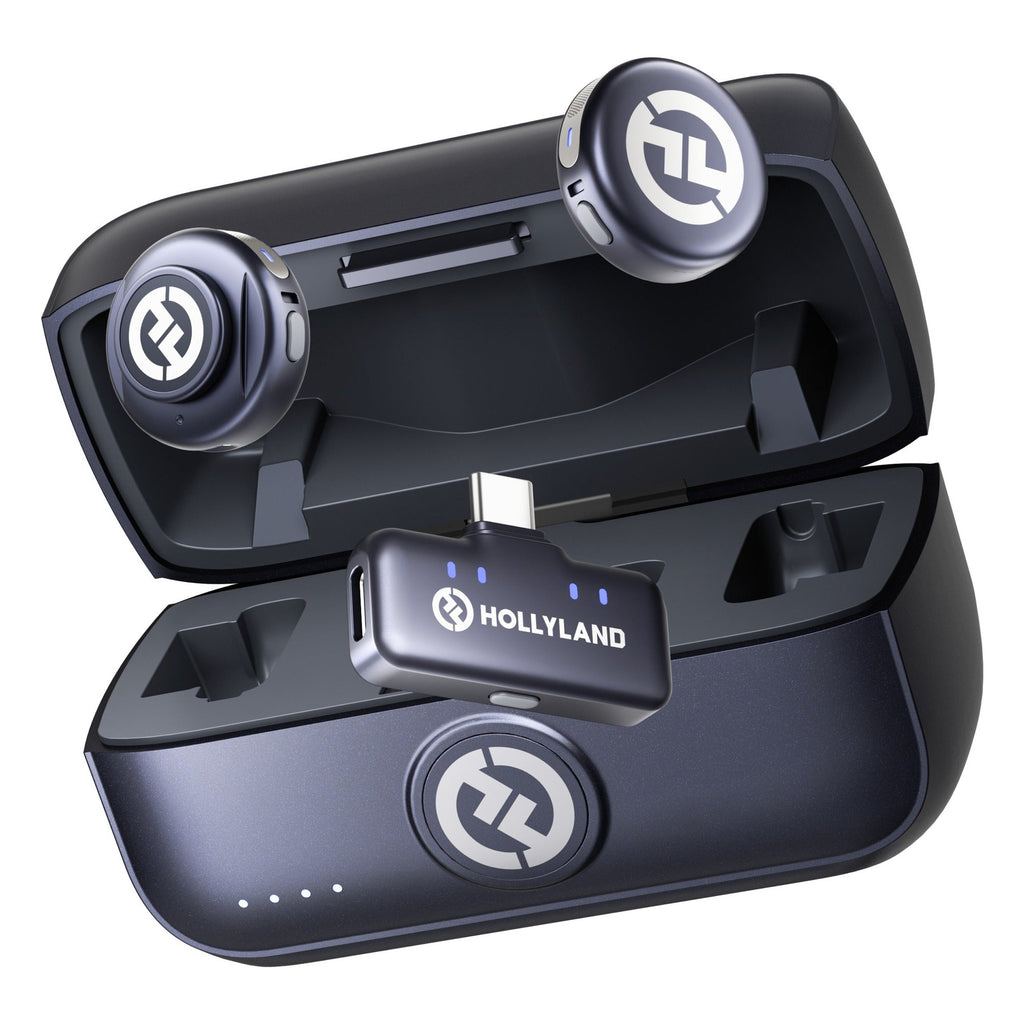 Hollyland Lark M3 Combo 2TX + 1RX, charging case with two transmitters and USB-C receiver