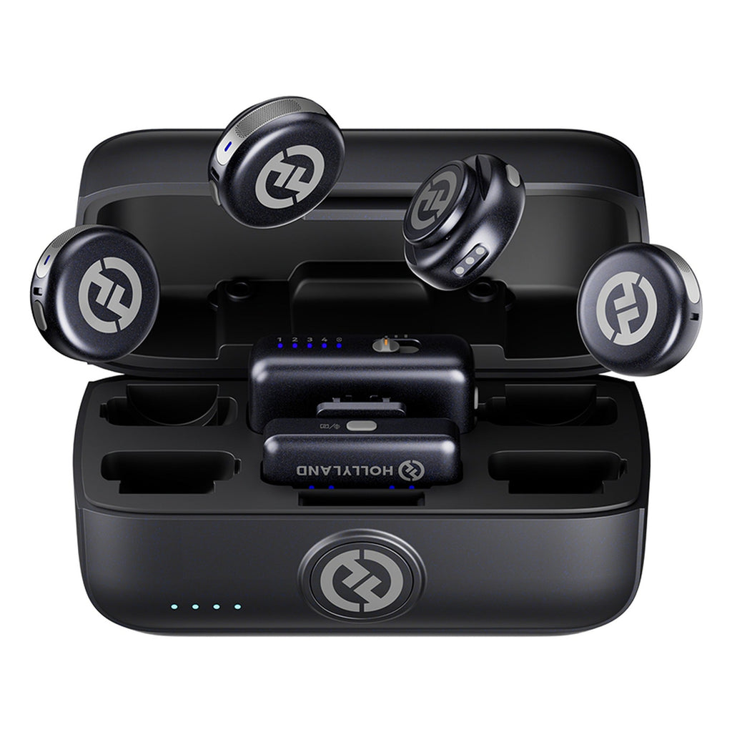Hollyland Lark M3 Combo 4TX + 2RX charging case with four transmitters