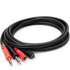 Hosa CPR-203 Dual 6.3mm TS - Dual RCA Cable 3m, in black, coiled