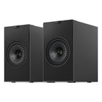 KEF Coda W active bookshelf speakers, front view.