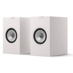 KEF Q1 Meta passive bookshelf speakers with sleek black cabinets and dual drivers for high-quality home audio listening.