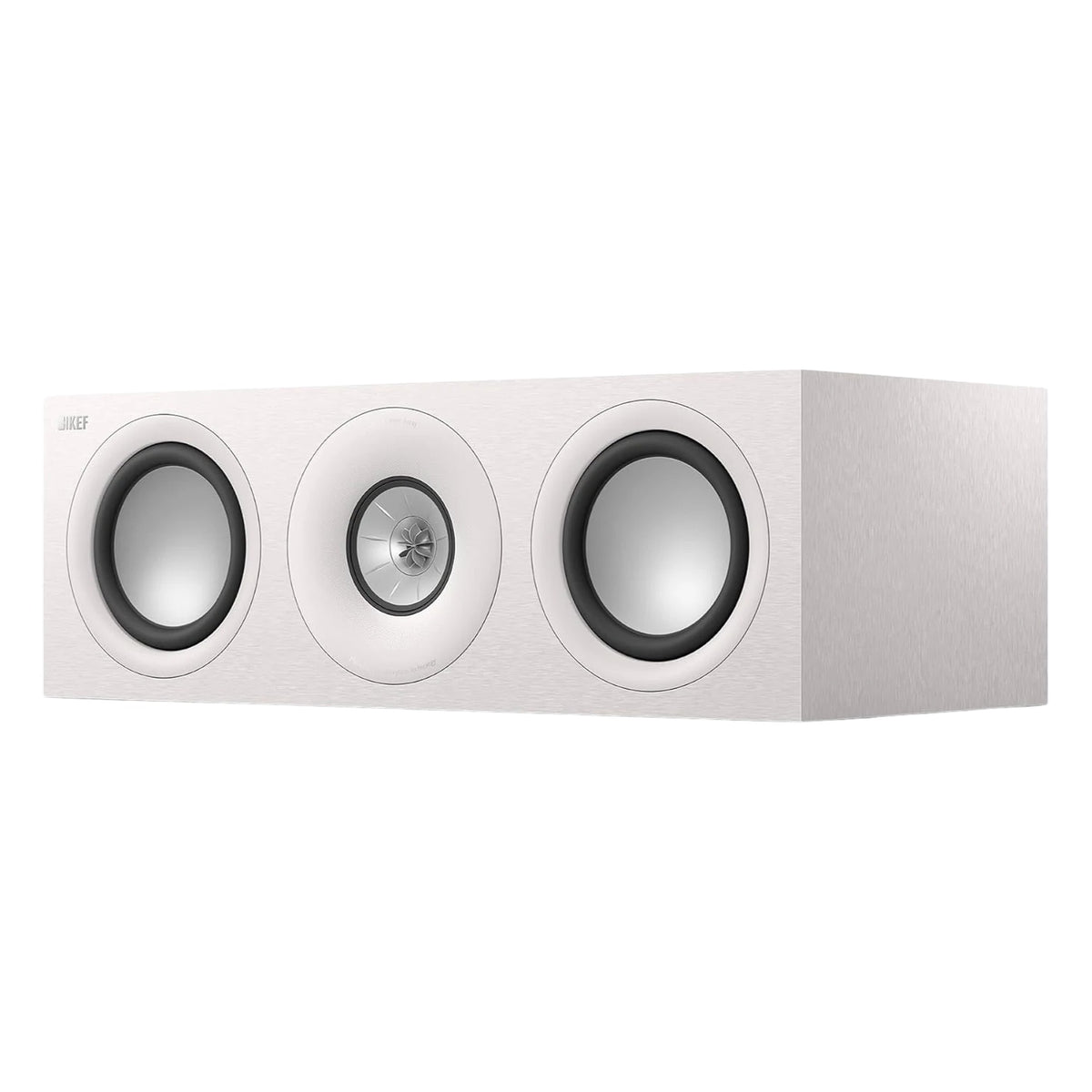 KEF Q6 Meta center speaker showing black speaker grille and sleek design for home audio systems