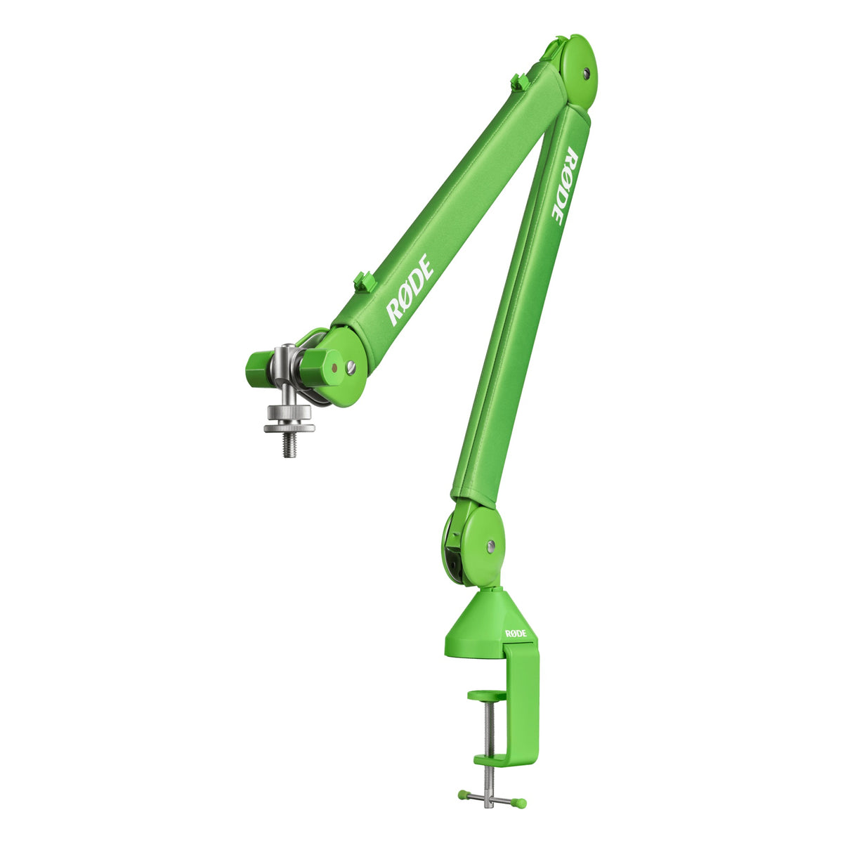Rode PSA1+ microphone boom arm, in green, angled view