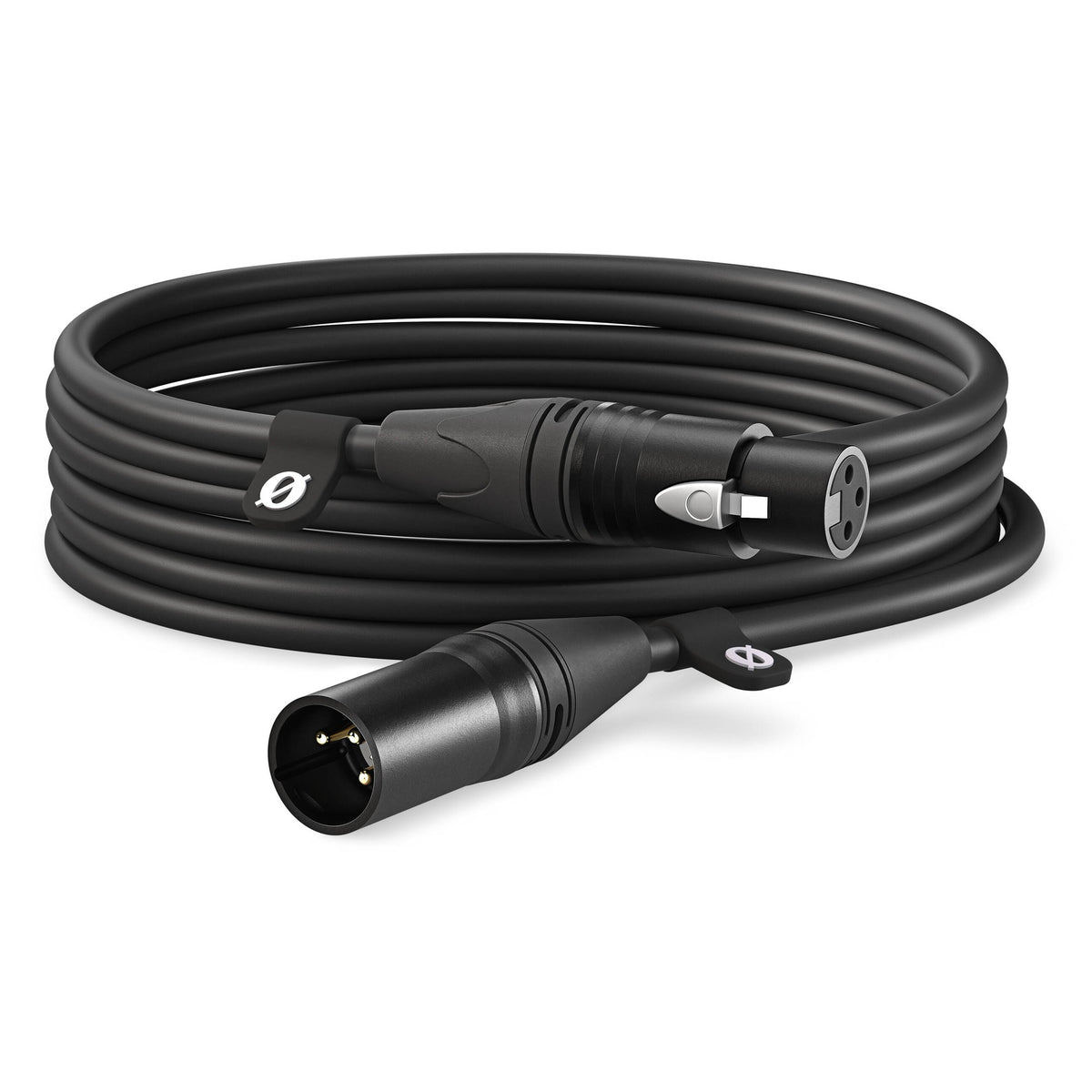 Rode XLR-Female to XLR-Male Cable, connectors close-up, black