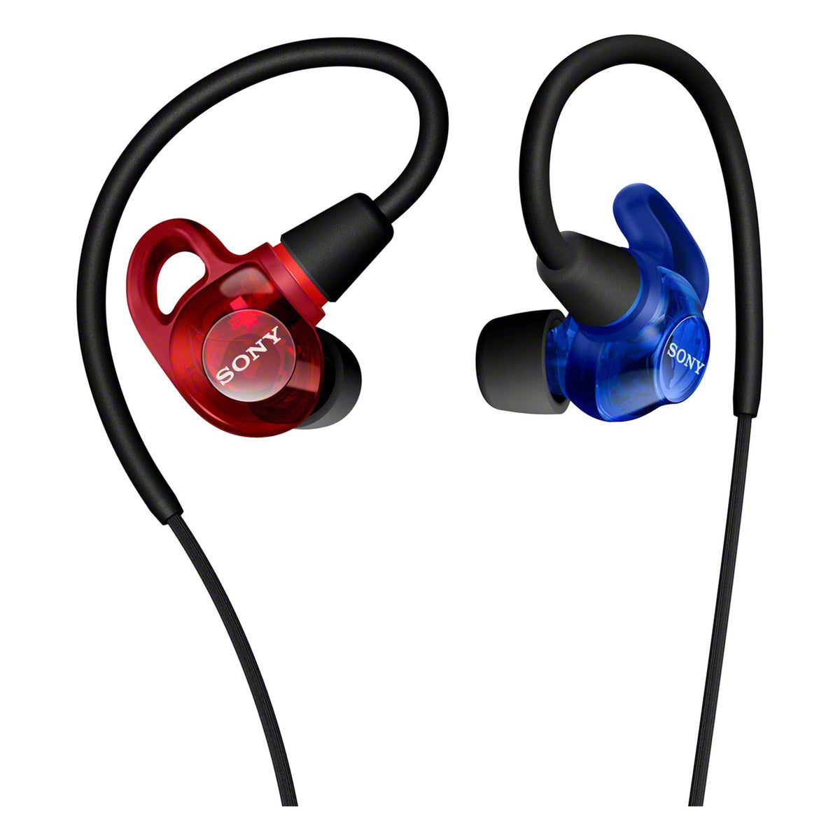 Sony IER-M500 in-ear monitors, Red & Blue finish