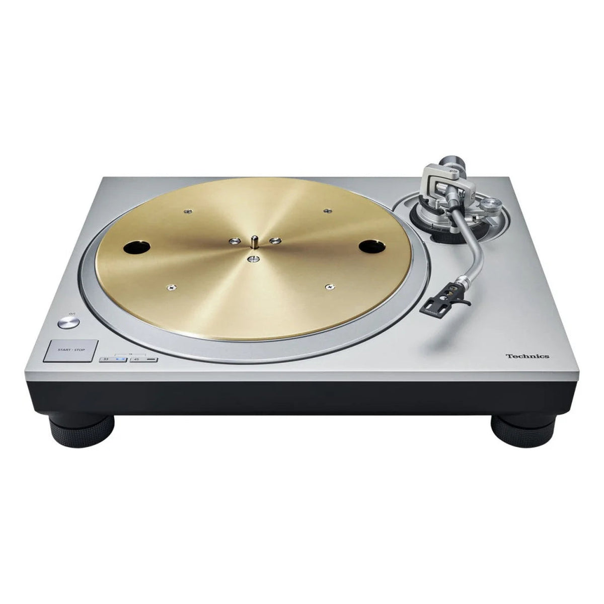 Technics SL-1300G turntable with sleek design, tonearm, and platter, perfect for high-quality vinyl listening.