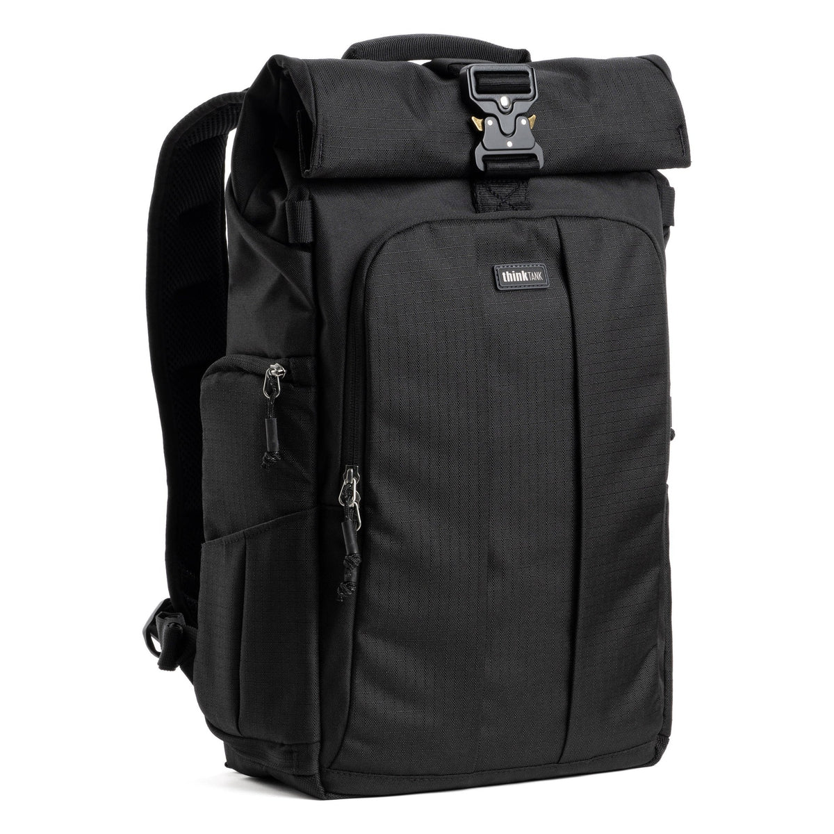 Think Tank FocusPoint RollTop video equipment bag with roll-top closure and adjustable straps for carrying gear securely.