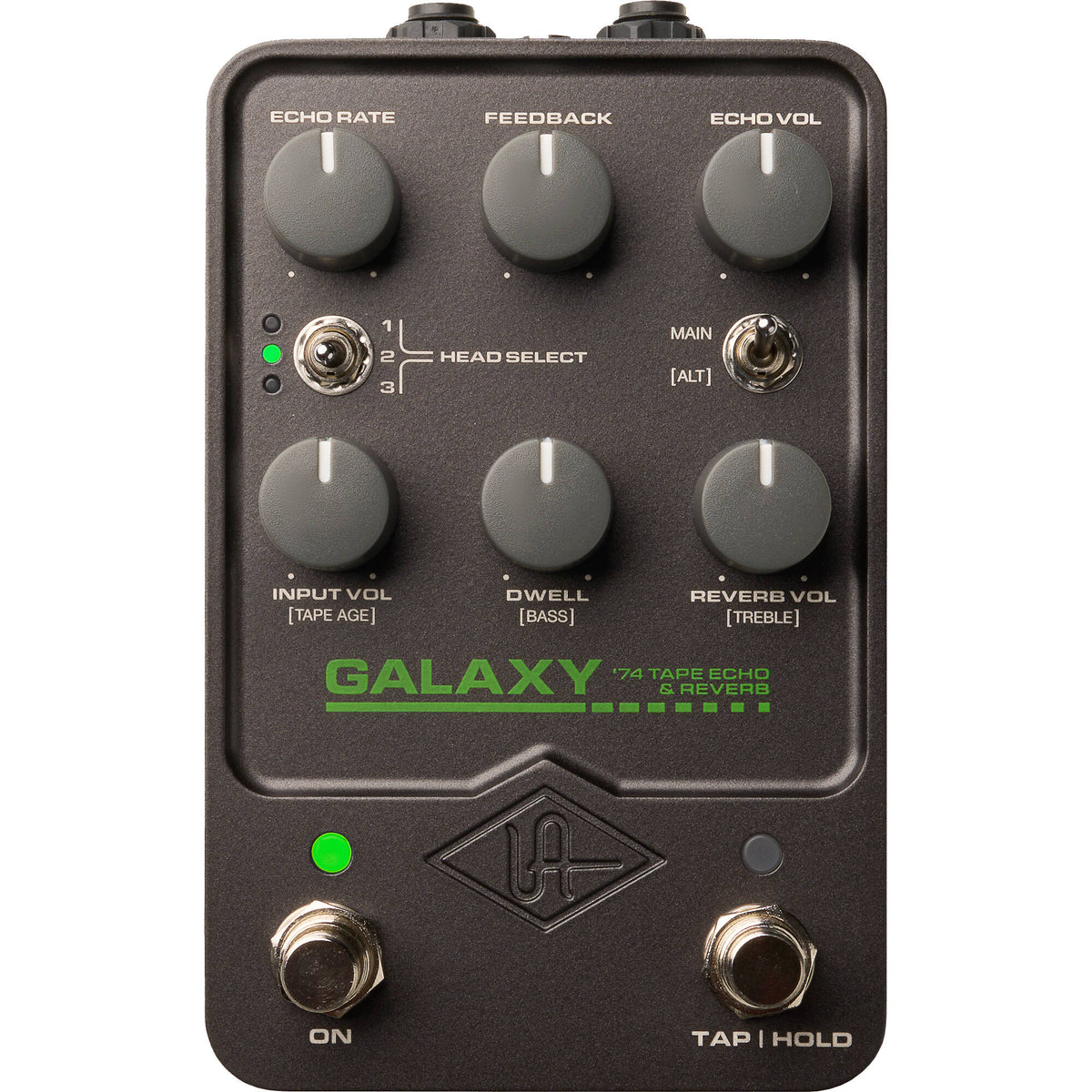 Universal Audio UAFX Galaxy '74 Tape Echo & Reverb effects pedal, top view